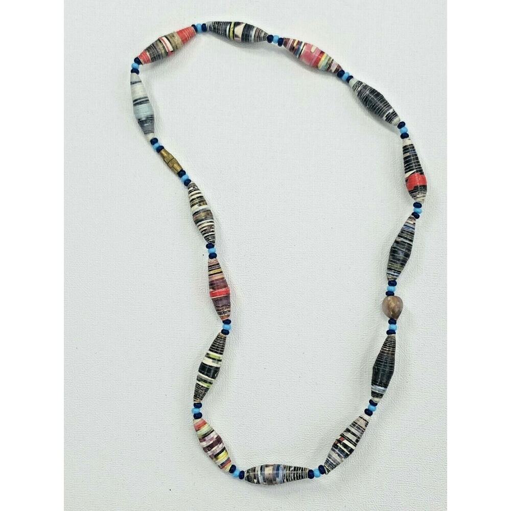 Vintage Colorful Choker Necklace Beads Beaded Hippie Boho Bohemian Style